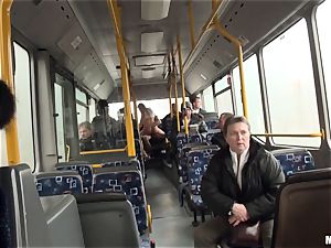 Lindsey Olsen pokes her guy on a public bus